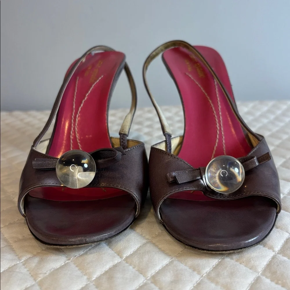 Kate Spade New York Hattie Leather Slingback Heels Open Toe Women's Size 7.5